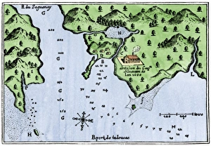 New France Collection: Champlains Tadoussac settlement, 1613