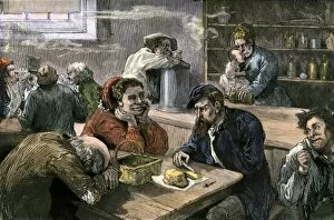 Hunger Gallery: Charity kitchen for the poor in Philadelphia, 1870s