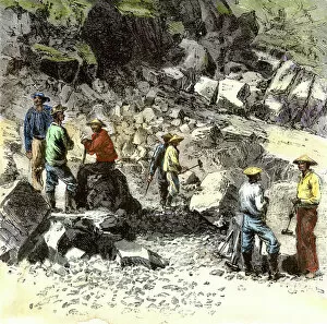 Transportation Collection: Chinese immigrants working on the transcontinental railroad