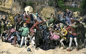 Social Life Prints: Christmas merriment in an old English manor