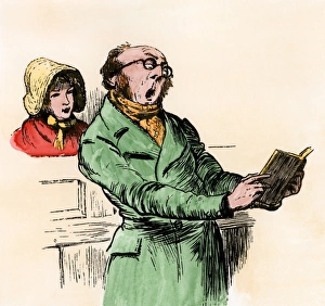 Choir Gallery: Christmas singing in a church, 1800s
