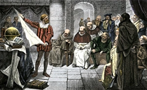 Globe Prints: Christopher Columbus promoting his ideas before the Council at Salamanca