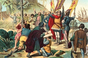 Christopher Columbus taking possession of the New World for Spain