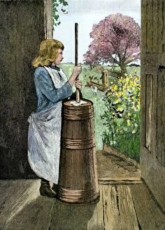 Home life Collection: Churning milk to make butter