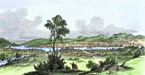 Ohio River Collection: Cincinnati, viewed from the Kentucky side of the Ohio River, 1850s