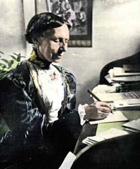 Clara Barton at her writing desk, 1900s