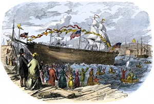 Sea Port Gallery: Clipper ship Flying Cloud launched in Boston
