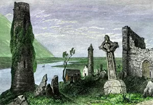 Abbey Collection: Clonmacnoise, Ireland, site of an early Christian abbey