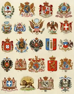 Brazil Gallery: Coats of arms of some nations, 1800s