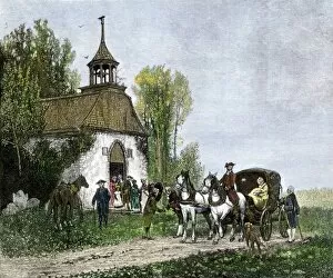 Colonial churchgoers in Sleepy Hollow, New York