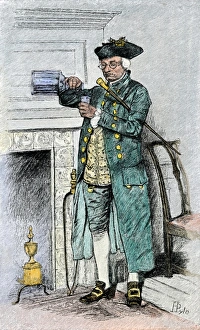 Gentleman Prints: Colonial gentleman pouring himself a dram of liquor
