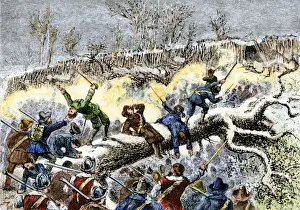Colonists attack on the Narragansett fort during King Philips War