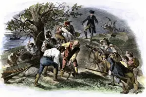 Colonists fortifying Breeds Hill the night before the Battle of Bunker Hill