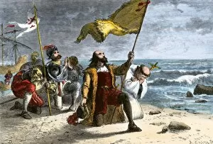 Island Gallery: Columbus landing in the New World, 1492