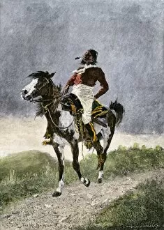 Plains Tribe Gallery: Comanche on horseback, 1800s