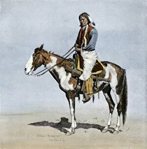 Plains Collection: Comanche on his pinto pony, 1800s