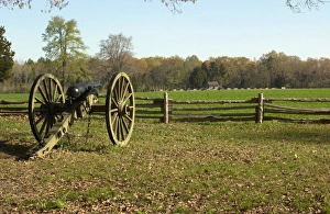 Battle Field Prints: Confederate artillery aimed at Peach Orchard next to Manse Georges cabin