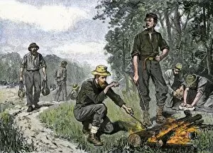 Camp Fire Gallery: Confederate camp dinner, Civil War