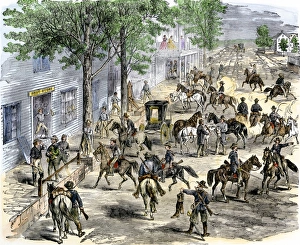 Confederate Soldier Prints: Confederate cavalry ransacking New Windsor