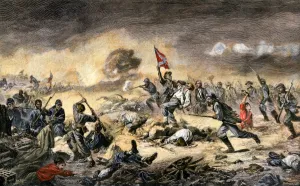 African American Prints: Confederate charge against African-American Union soldiers at the Battle of