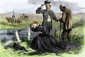 South Collection: Confederate family mourning a fallen son, Civil War
