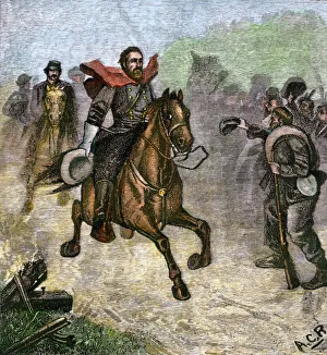 Horse Back Prints: Confederate troops cheering at a glimpse of General Stonewall Jackson