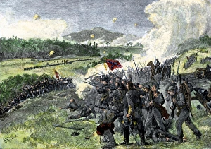 Confederates fighting to hold the heights in the Battle of Resaca