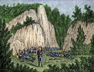 Musket Gallery: Connecticut militia camped during the Pequot War
