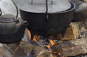 Fire Prints: Cooking over an open fire at a Continental Army camp reenactment