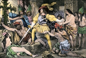 Armor Prints: Cortes orders an end to the Aztec practice of human sacrifice after the Spanish