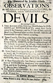 Evil Spirits Gallery: Cotton Mathers book on witchcraft, 1693