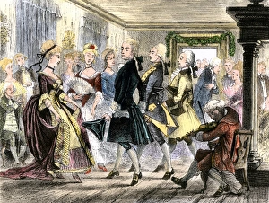 High Society Prints: Couples at a ballroom dance, 1700s