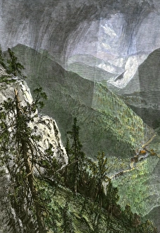 Kentucky Prints: Covered wagon coming through Cumberland Gap