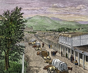 Pioneer Prints: Covered wagons at the Plaza