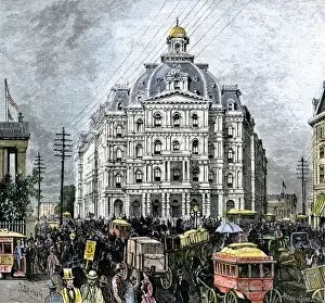 Urbanization Gallery: Crowded streets of New York City, 1870s