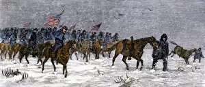General Custer Gallery: Custer advancing on the Cheyenne in a snowstorm, 1868