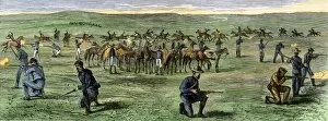 Plains Collection: Custers 7th Cavalry battling Sioux warriors