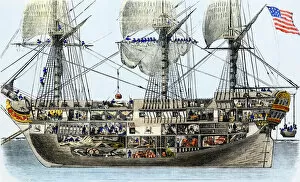 Sailing Ship Gallery: Cutaway view of an American warship