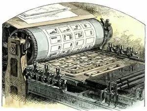 Printer Collection: Cylinder printing press, 1800s