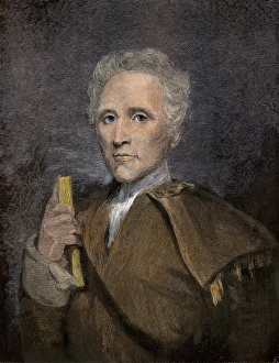 Kentucky Prints: Daniel Boone holding a book Hand-colored engraving from a painting by Sully