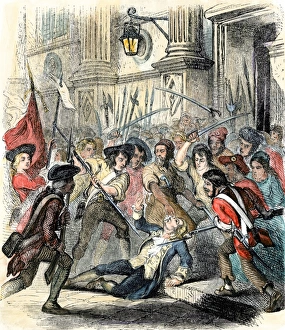 French History Prints: Death of Delaunay, governor of the Bastille