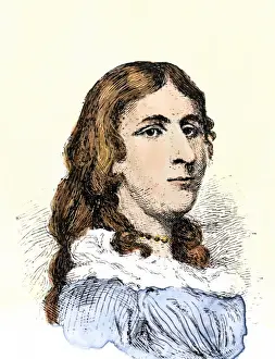 Deborah Sampson, who fought in the American Revolution disguised as Robert Shurtleff Hand-colored woodcut of a