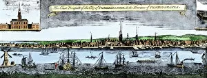 East Gallery: Delaware River waterfront of Philadelphia, 1750s