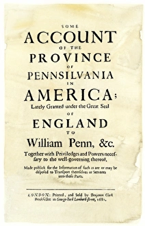 Quaker Gallery: Description of the colony granted to William Penn, 1681