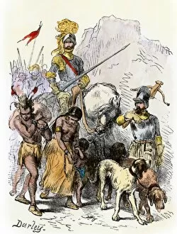 Conquistador Collection: DeSoto with Native American captives, 1539