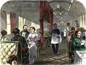 African American Collection: Dining car on the transcontinental railroad