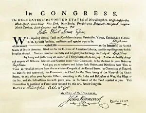 American Revolution Collection: Document commissioning John Paul Jones as a US Navy captain