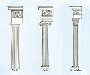 Civilization Collection: Doric, Ionic, and Corinthian columns