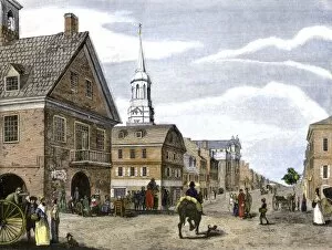 Busy Gallery: Downtown Philadelphia, about 1800