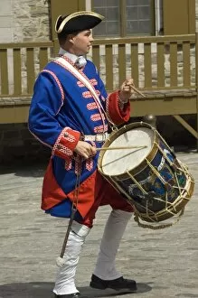 Canadian history Collection: Drummer reenactor in olc Quebec